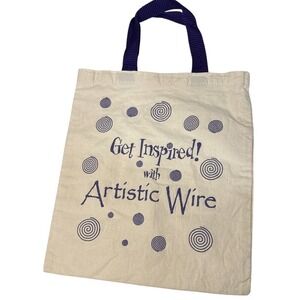 Canvas Book Bag Reusable Tote Purple & Cream 13.75"x12"